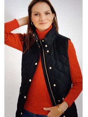 Talbots Black Diamond Quilted Vest Small Petite